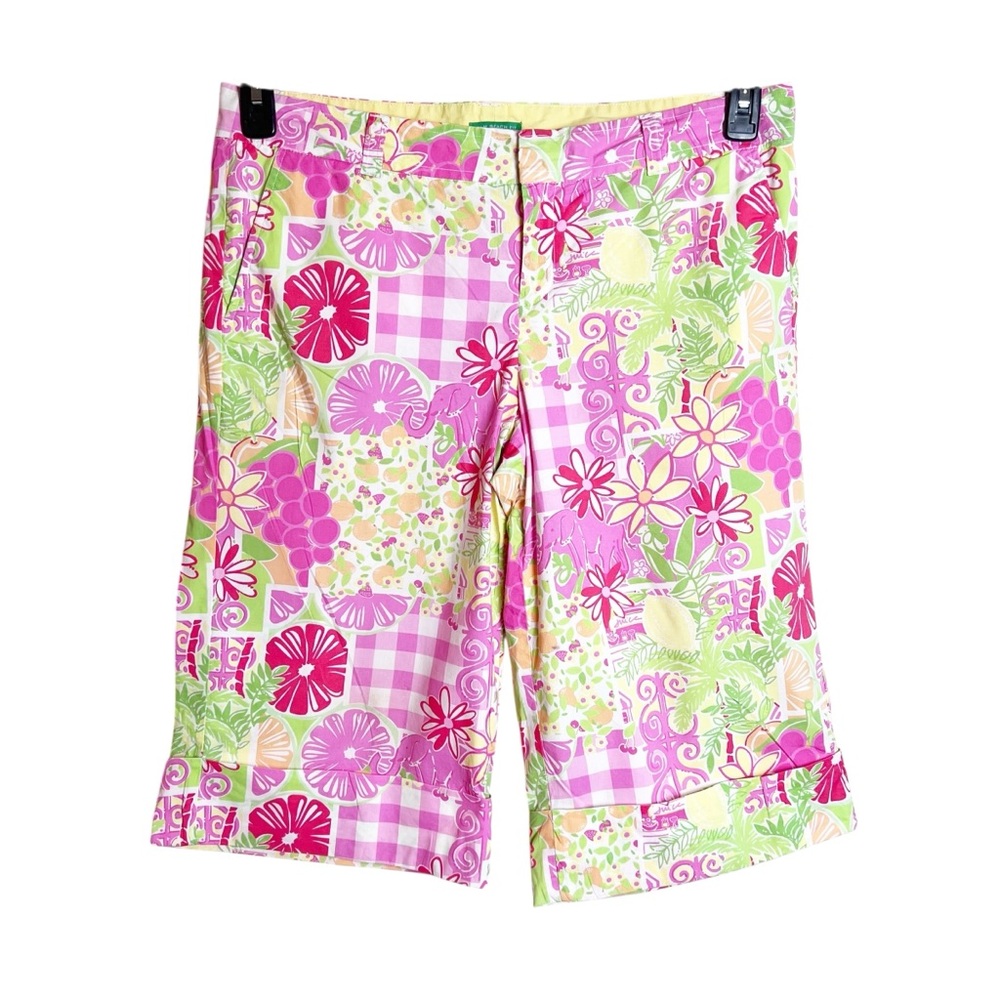 Vintage Lilly Pulitzer Palm Beach Fit Bermuda Shorts Juice Stand Size 12